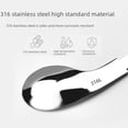 thumbnail image 3 of Tenedor cuchara de entrenamiento para aprender a comer para bebés hipopótamo, mango corto, vajilla de acero inoxidable, tenedor cuchara de silicona para alimentos complementarios para niños, 3 of 6