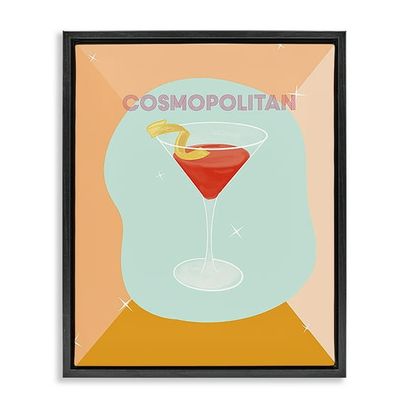 Stupell Industries Modern Cosmopolitan Drink Food & Beverage Painting Black Floater Framed Canvas Art Print Wall Art, 17 x 21
