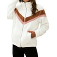 thumbnail image 4 of TWZH Women Color Block Stitching Full Zip Pockets Fleece Outwear Warm Coats Tops, 4 of 6