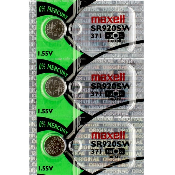 3 x Maxell 371 Watch Batteries, SR920SW or 370 Battery