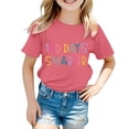 thumbnail image 3 of KAUOD Girls 100 Day of School T Shirt Cute Letter Graphic Short Sleeve Shirt Kids Toddler Cotton Soft Crew Neck Tops Clothes, 3 of 8