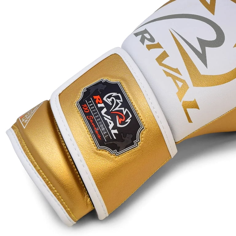 RIVAL Boxing RB100 Professional Bag Glove - Small - White/Gold