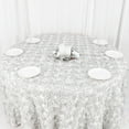 thumbnail image 5 of BalsaCircle Round 120" Satin Raised Tablecloth Rosette Floral Dinner Kitchen White, 5 of 8