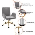 Furniliving Velvet Swivel Desk Chair MidBack Computer Chair on Wheels Rolling Home Office Chair