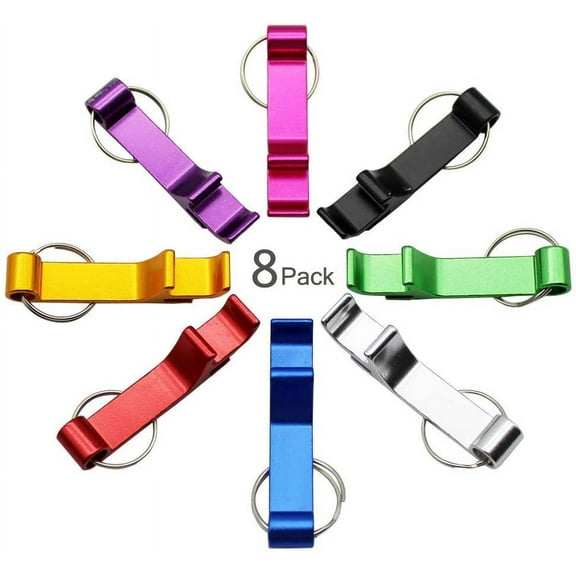 8 Pack Aluminum Beer Bottle Opener Keychain Classic Mini Bottle Openers Keys Collector EDC Pocket Keyring Funny Gift