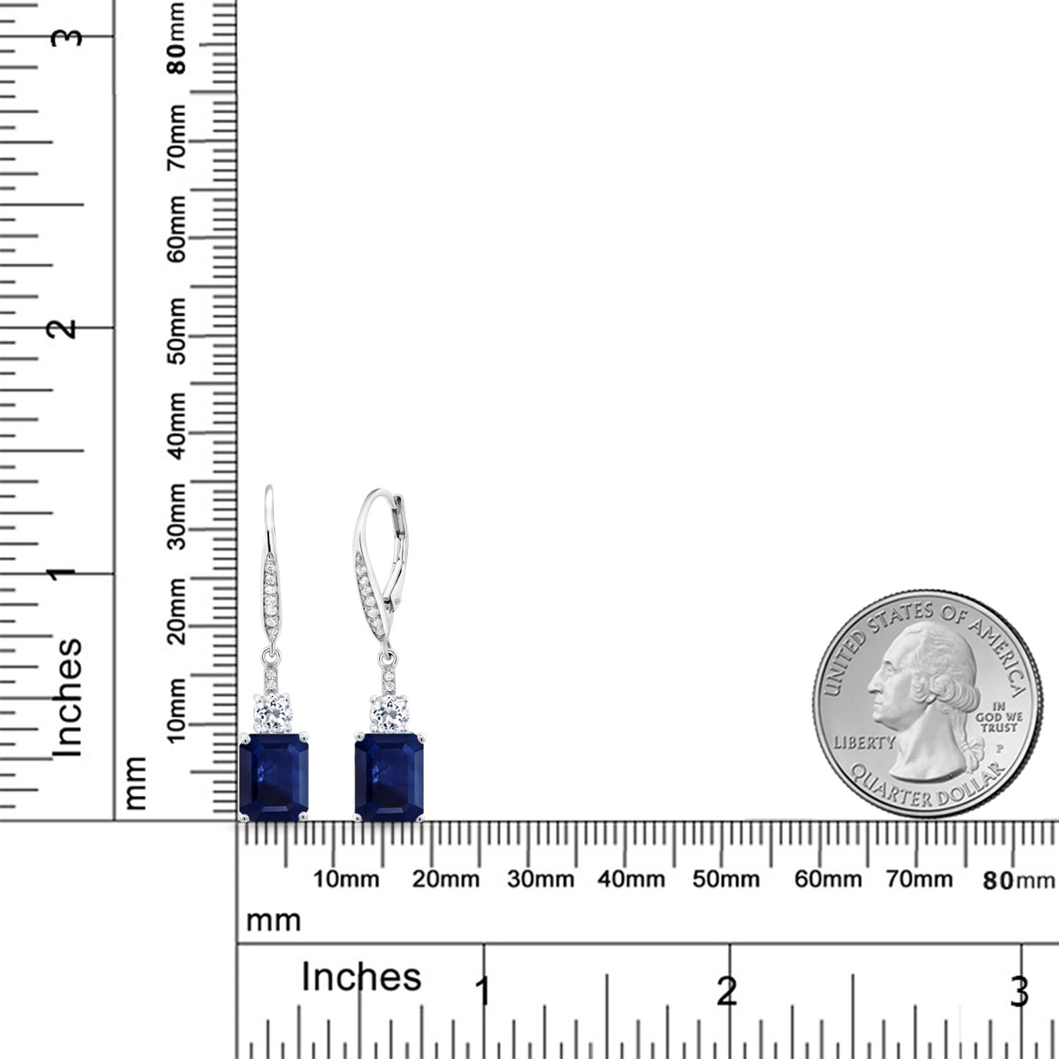 Gem Stone King 925 Sterling Silver Blue Sapphire Dangle Earrings for Women (5.78 Cttw, Gemstone September Birthstone, Octagon 9X7MM)