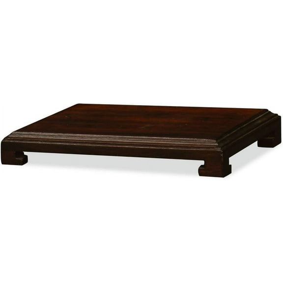 ChinaFurnitureOnline Wooden Chinese Rectangular Stand, 8 x 5.5 Inch Dark Brown Finish
