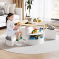 thumbnail image 2 of Costway 5 Piece Kids Play Table and Chairs Set Round Nesting Table Toddler Furniture Natural, 2 of 10