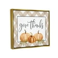 thumbnail image 3 of Stupell Industries Give Thanks Calligraphy Autumnal Tartan Pumpkin Border Graphic Art Metallic Gold Floating Framed Canvas Print Wall Art, Design by Lettered and Lined, 3 of 6