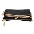 thumbnail image 4 of Women's Short Wallet Bifold Retro Multifunction Coin Purse with Zip and Kiss Lock Black, 4 of 7