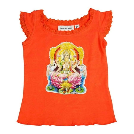 Buddha Tee Shirts - Cool Island Girls Cotton Short Cap Sleeve T-shirt Buddha Print Tee Shirt Top, 9636 orange / 4T
