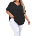 thumbnail image 6 of BSDJILFG 50% ,Plus Size Tops for Women Casual Short Sleeve Button V Neck Basic T Shirt Loose Sleep Pajama Lounge Tops S-5XL, 6 of 7