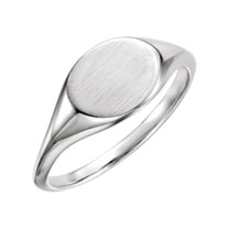 925 Sterling Silver Oval 10x8mm Brush Finished Polished Signet Ring Size 7 Ring for Women