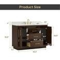 thumbnail image 3 of Deluxe Living 48" Bathroom Vanity with Marble Top, Fully-Assembled vanity with Ceramic Sink,Solid Wood Frame, Warm Elm, 3 of 9