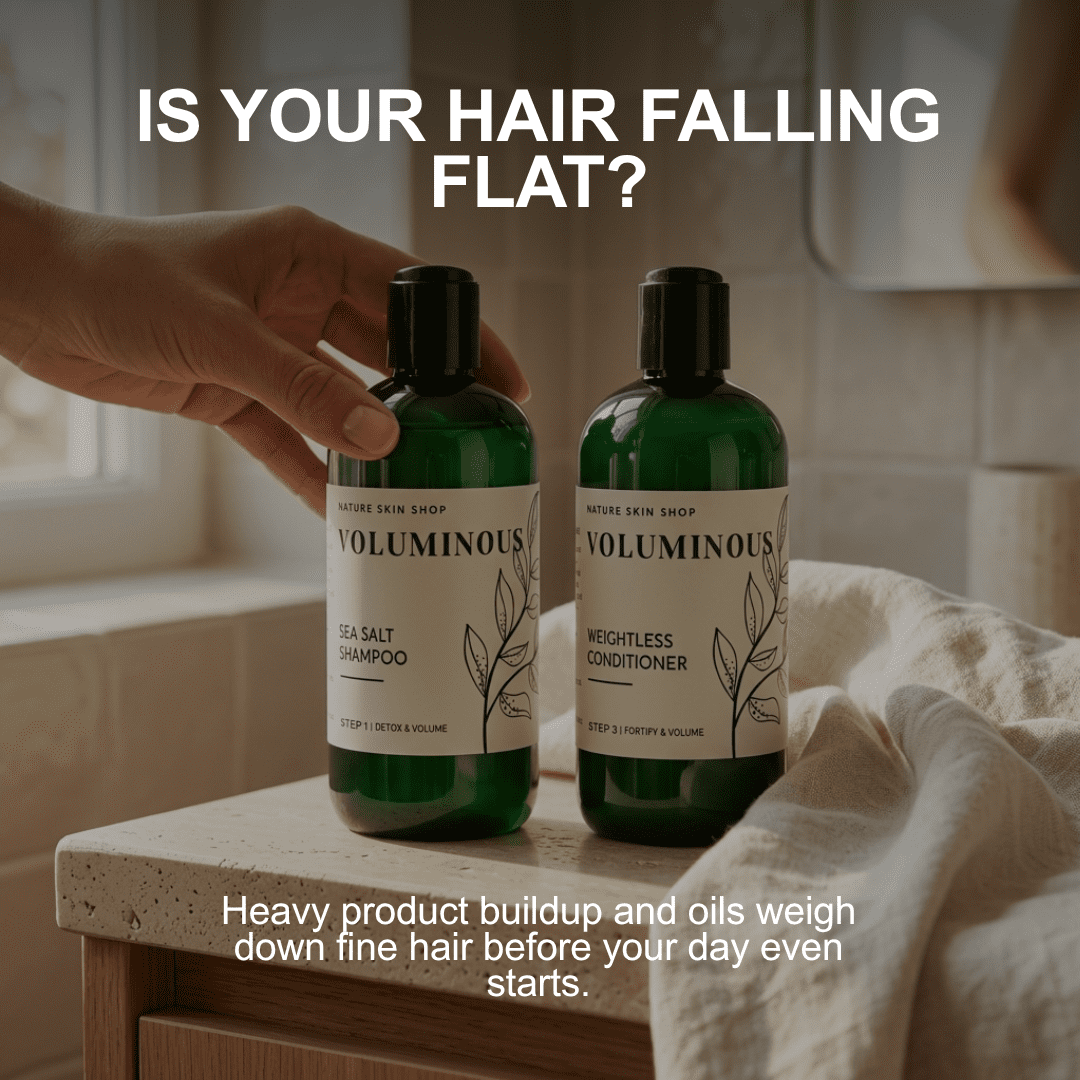 Nature Skin Shop Voluminous Thickening Daily Shampoo with Dead Sea Salt & Rice Protein, Sulfate-Free