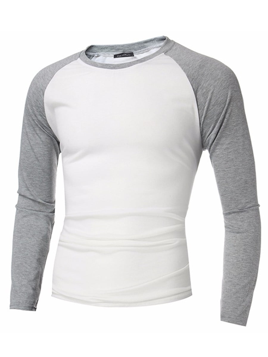 Men's Long Sleeve Crew Neck Baseball Raglan Tee
