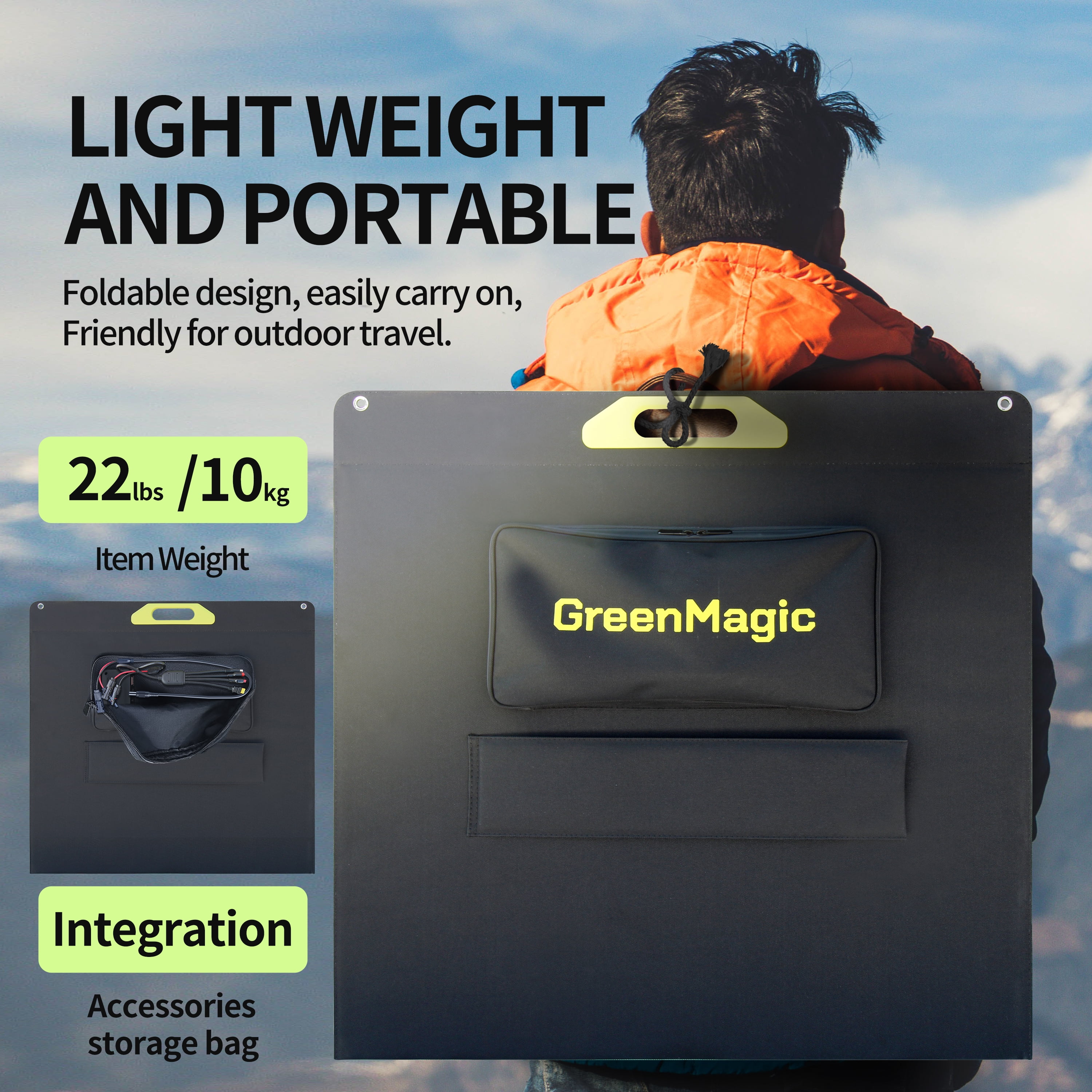 Greenmagic Portable 400W Watt Solar Panel, 400W/39V Foldable Durable Foldable,  waterproof Compatible with most 40v Portable Solar Generator, Power Station on the market