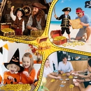 Sinekong 200 pcs Gold Coins, Plastic Gold Coins Bulk, Pirate Treasure for Pirate Party, Treasure Hunt Game, Fake Coins for Classroom Rewards Tokens