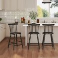 thumbnail image 5 of Dayalane Antique-style Windsor Bar Stools Set of 3, 24" Counter Height Barstools with Spindle Back & Turned Legs, Vintage Colonial Wooden Island chair for Kitchen Breakfast Bar Pub, Antique Brown, 5 of 11