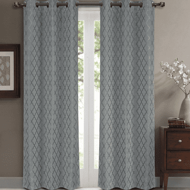 Pair Willow Thermal-Insulated Blackout Curtain Panels ( Set of 2) - each Panel 42"W x 63"L - Gray