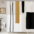 thumbnail image 3 of Abstract Modern Shower Curtain for Bathroom, Cute Geometric Minimalist Black and White Fabric Shower Curtains Set, Retro Beige Yellow Tan Mid Century Restroom Decor Accessories with Hooks 72X 78 Inche, 3 of 7