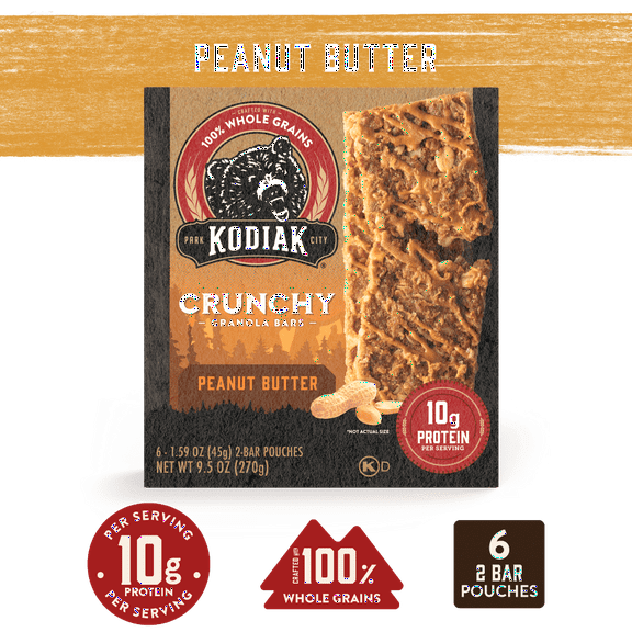 Kodiak Cakes Peanut Butter Crunchy Granola Bars 6 ct / 1.59 oz - Pack of 3