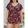 thumbnail image 5 of Mengpipi Womens Plus Size Tops Double Ruffle Short Sleeve V-Neck Casual Loose Shirts 1X-5X, 5 of 7