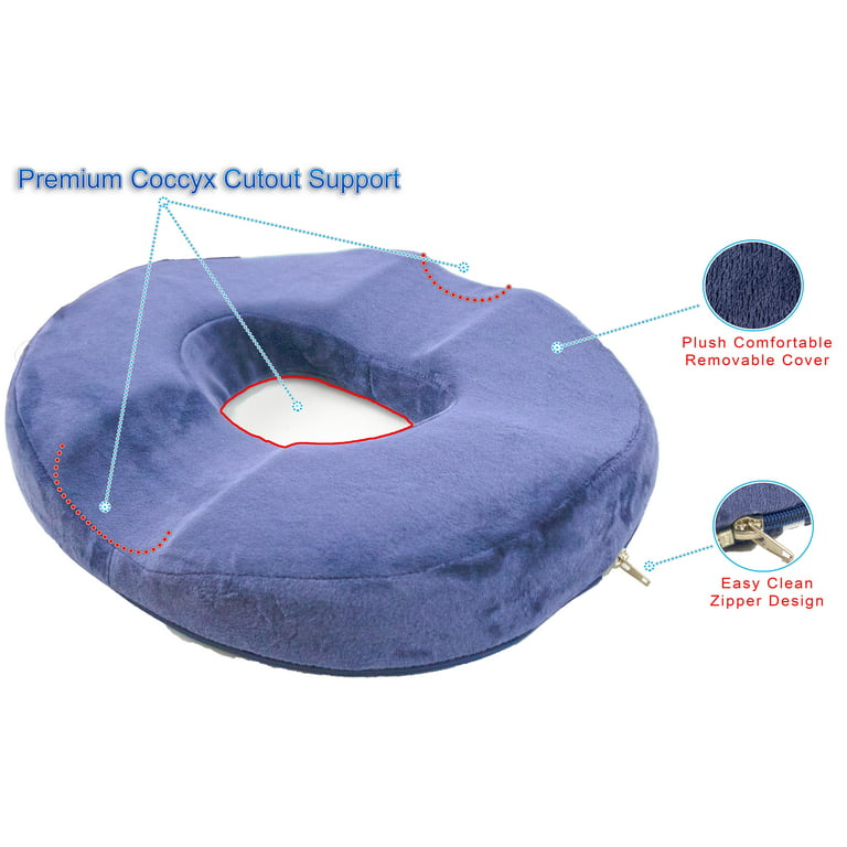 5 Star Super Deals Orthopedic Donut Seat Cushion Memory Foam Cushion Tailbone & Coccyx Memory Foam Pillow - Pain Relief & Relieves Tailbone Pressure - Light Brown