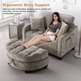 thumbnail image 3 of HUTWIFE 42" Chenille Cloud Boneless Curved Chaise Lounge Chair with Ottoman, Brown for Living Room Bedroom Apartment, 3 of 9