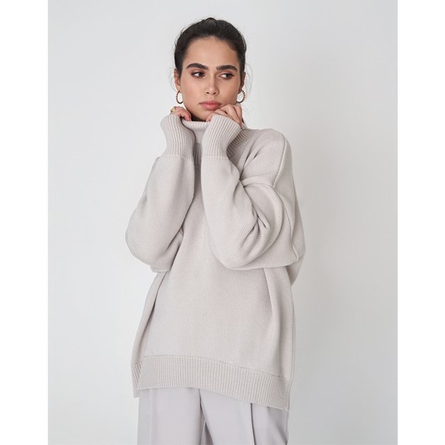 Suéter de cuello alto de color sólido, estilo europeo y americano, otoño e invierno, cómodo, suelto, clásico, versátil, temperamento