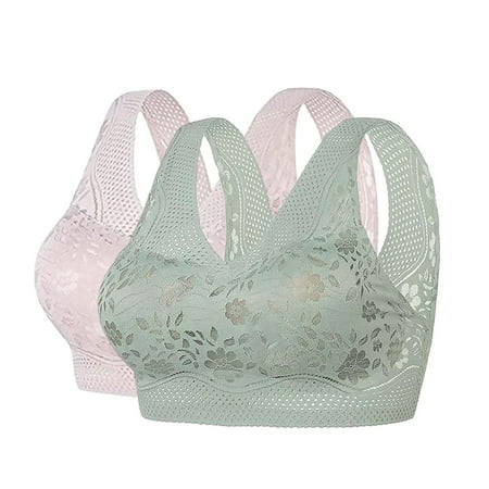 Hamky Bras for Women Push Up Bra High Support Bras For Women Adjustable Strap Full Coverage Up Bras Comfortable No Underwire Wireless Bras Bralettes for Women Lace Bralette Mint Green XL