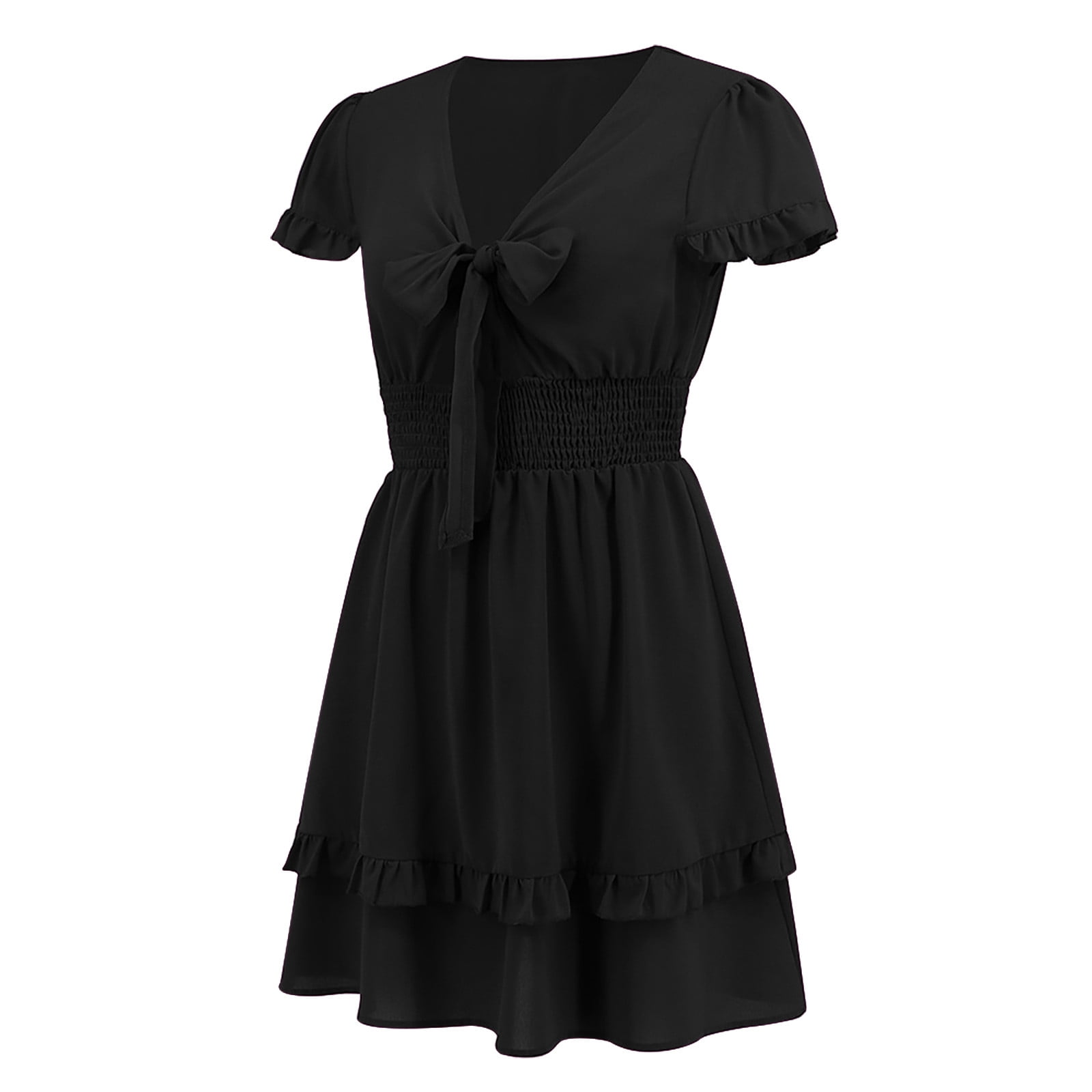 Finelylove Black Dress For Funeral Women Formal Dresses A-line Short Short  Sleeve Solid Black S - Walmart Business Supplies