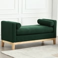 thumbnail image 6 of Ottoman with Bolster Pillows & Wood Legs, Upholstered Bench, Elegant Indoor Bench, Entry Bench, 53.5"W Ottoman Bench for End of Bed, Bedroom, Living Room, Entryway, Green, 6 of 6