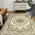 thumbnail image 4 of Tzou Floral Medallion Area Rugs 4x6, Soft Low-Pile Carpet for Indoor Home Decor in Bedroom, Living Room, Office, Anti-Slip, Machine Washable, 4 of 7