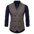 thumbnail image 1 of Chaleco de traje a cuadros cruzado de corte entallado para hombre, chaleco informal de negocios a la moda, 1 of 5