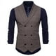 thumbnail image 1 of Chaleco de traje a cuadros cruzado de corte entallado para hombre, chaleco informal de negocios a la moda, 1 of 5