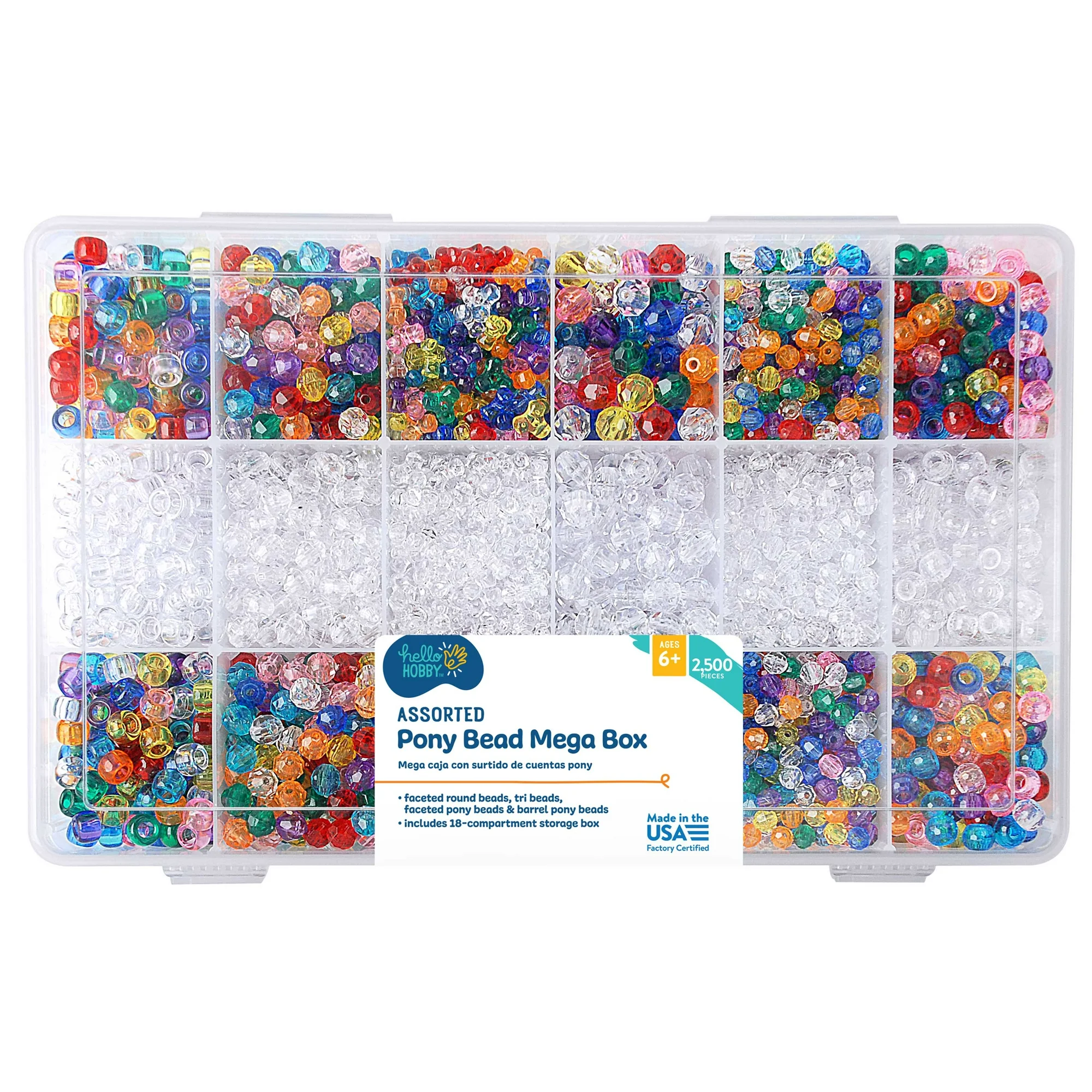 Hello Hobby 9x6mm Plastic Pony Beads 500 Pieces Ombré Mix in