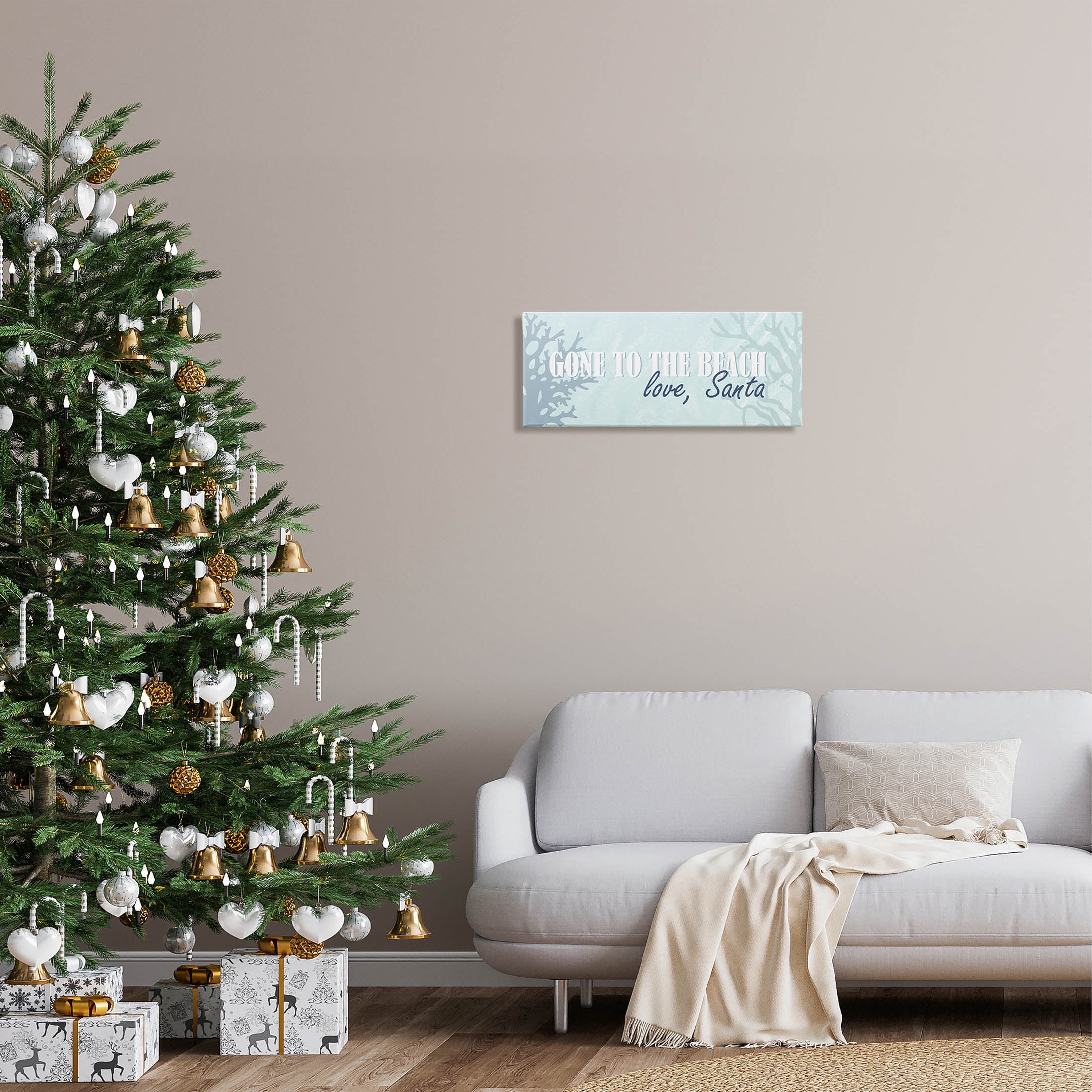 Stupell Industries Gone To Beach Love Santa Phrase Graphic Art Gallery Wrapped Canvas Print Wall Art, Design by Kim Allen