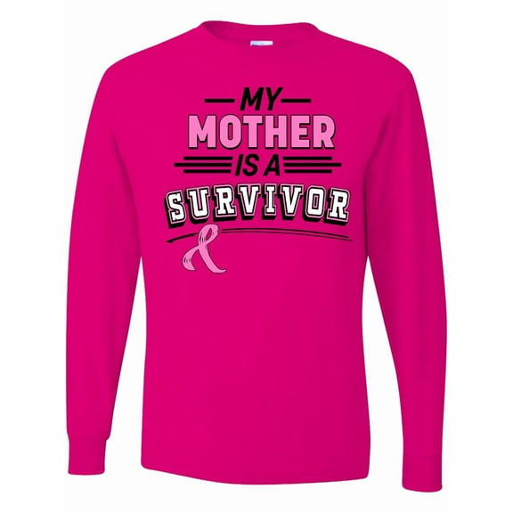 Inktastic My Mother is a Survivor Breast Cancer Awareness Long Sleeve T-Shirt