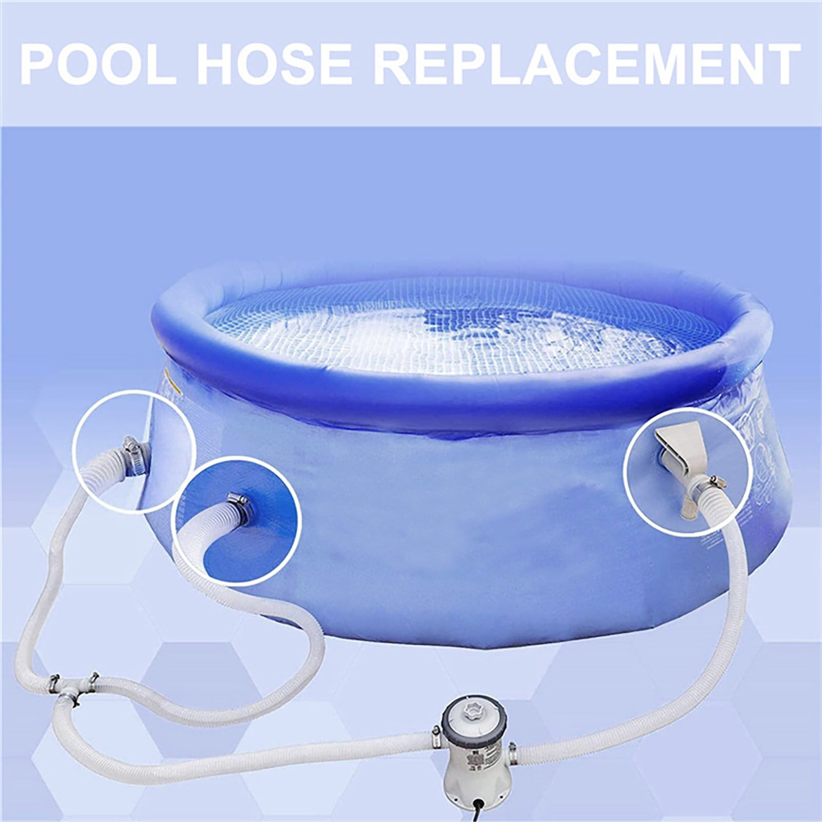 1.25 Inch Pool Pump Replacement Hoses for Above Groud Pools - Pool Hoses for In-tex Coleman Pool Filter Pump 607, 637 with 8 Clamps (4 Pack)