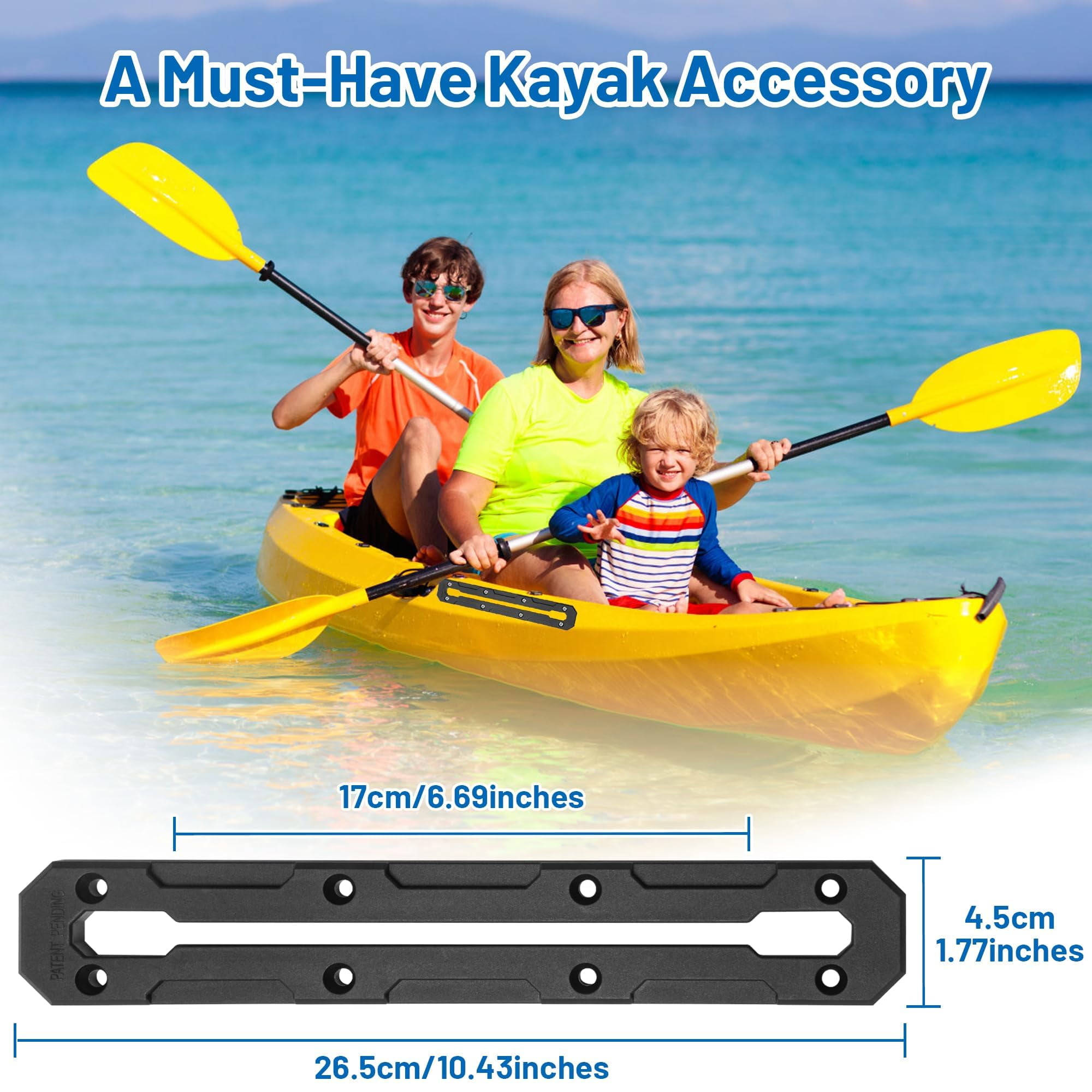 Kayak Track Mount, Kayak Rail Track, Kayak Low Profile Gear Track Accessories for Fishing Rod Holder, Cup Holder, Paddle Holders, Anchor Cleats (9 in, 4 Pieces)