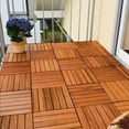 thumbnail image 2 of Home Cal Interlocking Deck Tile (Pack of 10, 12"x12") Acacia Hardwood Deck Tile, Interlocking Patio Tile in Solid Acacia Wooden Oiled Finish Waterproof all Weather Perfect, 2 of 5