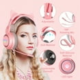 thumbnail image 3 of HQinX Gaming Headset with Cat Ears, 3.5mm Headphones with Surround Sound, RGB Backlight & Microphone,for PS4, Xbox, PC, Mobile Phone,Pink, 3 of 9