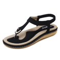 thumbnail image 1 of Womens Ladies Low Wedge Heel Flatform Diamante T-bar Slingback Sandals Size, 1 of 2