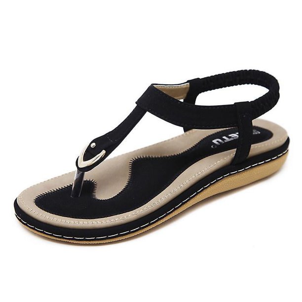 Sandalias con tacón de cuña bajo y plataforma plana con diamantes y barra en T para mujer