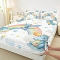thumbnail image 3 of Castle Fairy Blue Dragon 3pcs Twin Sheet Sets,Starry Sky Twin Fitted Sheet,Cartoon Rainbow Breathable Flat Sheet,Super Cozy Cute Room Decor, 3 of 7