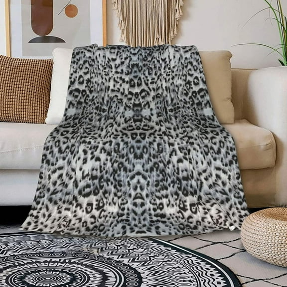 Snow Leopard Print Blanket Gifts for Women Soft Lightweight Cheetah Flannel Throw Blankets for Couch Bed Sofa Travel 60" x 50"