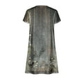 thumbnail image 5 of Women's Casual T Shirt Dress Summer Short Sleeve Swing V Neck Flowy Beach Dress With Pockets B-Gray, 5 of 8