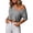 Gray, variant on Crop Tops for Women Solid Color Asymmetrical Off-Shoulder 3/4 Sleeve T-Shirt Soft Going Out Summer Top for Women Red M