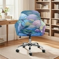 thumbnail image 2 of Xoenoiee Dragonfly Hydrangea Print Curved Back Dining Chair Covers with Armrest, Stretch Accent Chairs Covers Slipcovers Swivel Armchair Cover Protector for Vanity Living Room Bedroom, 2 of 7
